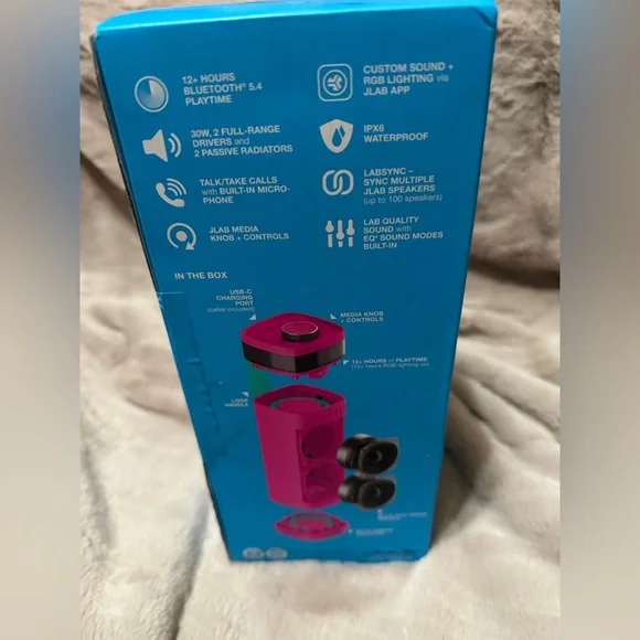 JLab Pink Portable Bluetooth Speaker with RGB Light Ring - Picture 3 of 5